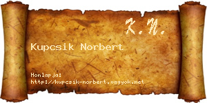 Kupcsik Norbert névjegykártya